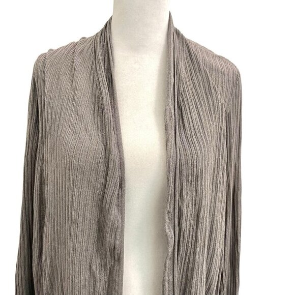 MM LaFleur Side Slit Ribbed Lightweight Cardigan Sweater Topper Gray size Medium - Picture 2 of 8